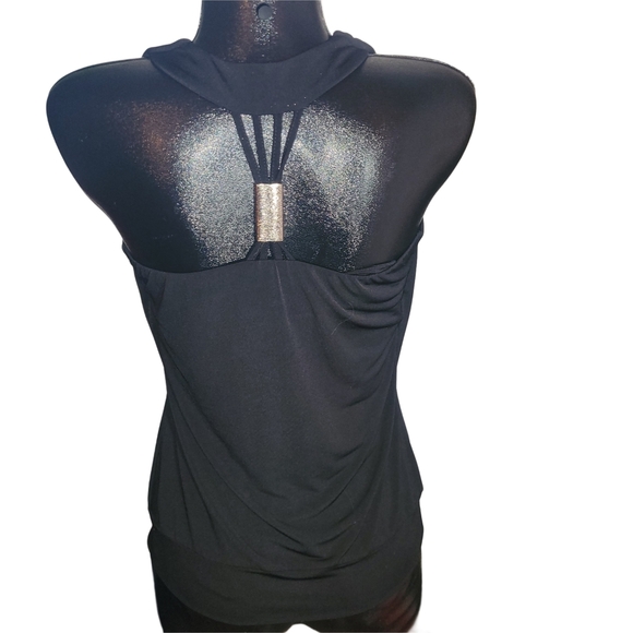 Studio Mode Black Sleeveless Drape Neckline Top Racerback Style S - Picture 5 of 6